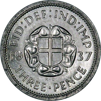 Reverse of 1937 Sixpence